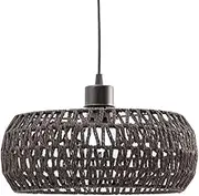 Rattan Pendant Light Shade, 12x6 Woven Pendant Light Shade, Elegant Rustic Round Hanging Lamp Shade for Dining Room Bedroom Kitchen Teahouse, Black,Hanging Lamp Shade