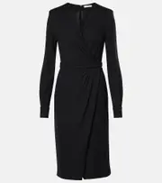 [Max Mara] Max Mara Virtus gathered jersey midi dress UK 2 black