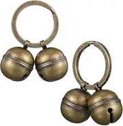 2 Strings in 4 Pieces Dog Cat Bells for Collar Loud Brass Pet Bells with Key Rings Pendant Accessories Pet Tracker for Training