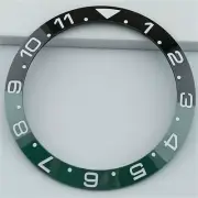 38mm Ceramic Slope Black+Green Ring White/Golden Font GMT Watch Bezel for SUB