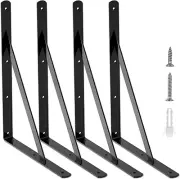 4 Pack Heavy Duty Shelf Brackets 11.8 X 7.5 Inch, Floating Shelves Black Triangl