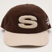 Stussy LOW PRO Chenille S Cap street Brown Snap Back Logo Hat JP H 20.1-23.2inch