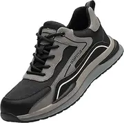 [ZHENSI] Safety Shoes Mens Womens Lightweight Steel Toe Caps Trainers Breathable Anti-Slip Summer Work Sneakers