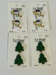 NEW La Mode for Susan Winget buttons Christmas trees snowmen