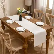 Burlap Table Runners 12x36 Inch Farmhouse Rustic Table Runner Milky White Lin...