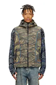 [Diesel] Diesel - Hooded vest with mixed camo prints - Jackets - Man - Multicolor 54 Multicolor