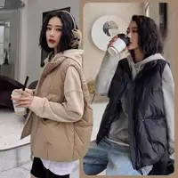 在飛比找momo購物網優惠-【JILLI-KO】韓版簡約立領口袋拉鍊夾棉背心外套女中大尺