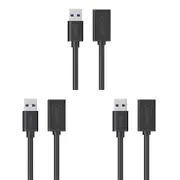 3x Cruxtec USB-A Male to USB-A Female Universal Extension Cable Cord 5m Black