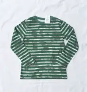 Jcrew Crewcuts Boys Green Stripe Army Cotton Long Sleeve T-Shirt Sz XS 4-5 New!