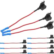 10Pcs Fuse Tap Adapter Kit for Vehicle Wiring in Line Fuse Holders for Car Truck Boat Durable Wire with Protective Cover Circuit Protection Accessory