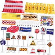 WEKAMOS Play Traffic Signs Educational Road Sign Models Traffic Cones for Creative Learning and Table Play for Teaching Traffic Knowledge