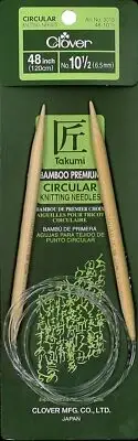 Clover Takumi Bamboo Circular 48-Inch Knitting Needles, Size 10.5
