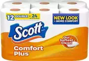 Scott ComfortPlus Toilet Paper, 12 Double Rolls 231 Sheets per Roll Septic Safe