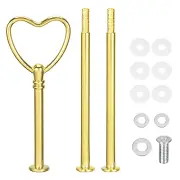 2 Set Cake Tray Stand Handle Plate Hardware Fitting, 3-Tiers Heart Gold