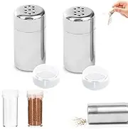 4-Pack Salt and Pepper Shaker, Camping Salt and Pepper Set, Travel Salt and Pepper Sets, Mini Salt and Pepper Sets for Home Kitchen BBQ Camping Restaurant Sugar Salt Flour Pepper Spices.