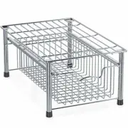 Sturdy Sliding & Stackable Metal Mesh Basket Drawer for Storage