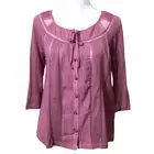 Anthropologie Deletta Top Small Mauve Pink Shirt Blouse Cotton Silk Button Down