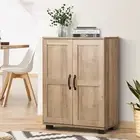 Oikiture Storage Cabinet Bathroom Buffet Sideboard 2 Door Cupboard Natural