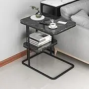 End Table Modern with Metal Frame Mobile Sofa Side Table Storage Table Nightstand for Living Room Home Office & Small Space (Color : Black, Size : 2 Layer)