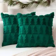 Set of 2 Xmas Soft Plush Short Wool 22" x 22" (Pack of 2) Green-christmas Tree