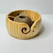 Yarn Bowl Set with Hook and Yarn - New, Natural Colour, Crochet Pattern Included