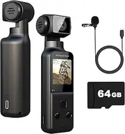 ZOMFOM 4K Body Camera with External Microphone, Mini Video & Audio Pocket Cam 270° Rotation Camera for Outdoor Sport, Bike, Travel, Police Law Enforcement, Personal Civilians, 64GB Included