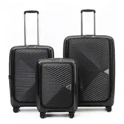 Tosca Space-X 4-Wheel Expandable Suitcase Set of 3 - Black (Small, Medium & Large)
