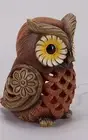 Cracker Barrel Owl Accent Light Brown Orange Home Table Lamp Office Decor.