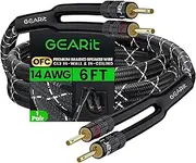 GearIT 14AWG Premium Heavy Duty Braided Speaker Wire (6 Feet) with Dual Gold Plated Banana Plug Tips - Oxygen-Free Copper (OFC) Construction, Black