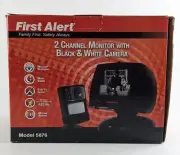 First Alert 2 Channel Black White CRT Monitor w/ Speaker S-Video Retro Gaming