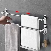 Stretchable Towel Bars, 38-73cm/15-29in Self-Adhesive Towel Rack, Adjustable Wall Mounted SUS304 Stainless Steel Bathroom Towel Holder for Bathroom Kitchen Dish Cloth Hanger