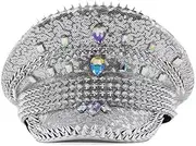 [Generic] Glitter Bride Hat Full Sequin Decor Women Captain Hat Suitable for Dance Parties, Cool Punk Style