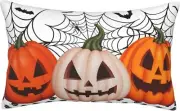 Halloween Lumbar Pillow Cover 12x20 Inches Pumpkin Bat Spider Web Throw Lumbar