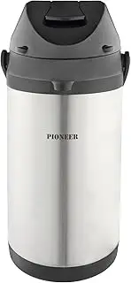 Pioneer Flasks Stainless Steel Airpot Hot Cold Water Tea Coffee Dispenser Conference Event Flask, 4 litres, SS40HC, Silver