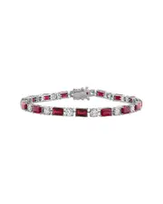 Created Forever 18K 10.08 ct. tw. Lab-Grown Diamond & Lab-Grown Ruby Tennis Bracelet