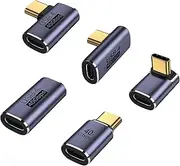 AreMe 5 Pack USB C Adapter, Up&Down, Middle Bend and Side Bend 90 Degree Right Angle, Standard Type C Male to Female Adapter, USB-C Female to Female Extender for Laptop, Tablet and Phones