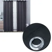 Pair of Solid Colour Sheer Eyelet Curtains 137 x 213 cm (Black, White, Grey)