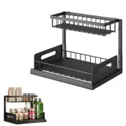 2 Tier Under Sink Organizer Storage Drawer Under Sliding Cabinet Basket Rack