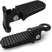 1 Pair Foot Pegs, 11x4cm Aluminium Alloy Anti-Skid Folding Foot Rest Stunt Pegs Rear Feet Pedals for Mountain Bike E-Bike Motorcycle, Black