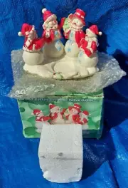 Direct Specialty Inc Red & White Snowmen Votive Holder w/ Candle NIB