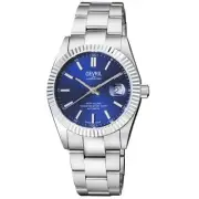 Gevril Men's 48920 West Village Swiss Automatic Sellita Blue Dial Steel Watch