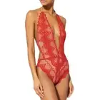 Nightcap Lima V-Plunge Lace One Piece Swimsuit Red NWT