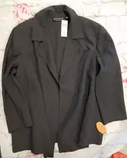 NEW Dana Buchman -Sz 24 $560 charcoal grey 100 % Wool Blazer Jacket -a10