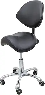 Medical Dental Saddle Stool Chair Black, Rolling Chair with Back Support, Ergonomic Salon Saddle Chair on Wheels with Hydraulic Lift