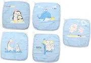 Sosoport 5Pcs Cartoon Washcloths Soft Absorbent Handkerchiefs for Multi Purpose Face Towels Cotton Convenient for Travel and Daily Use