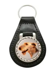 Airedale Terrier Leather Key Fob