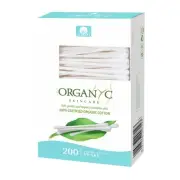 100% Certified Organic Cotton Swabs - No Man-Made Materials, 200 Count, White