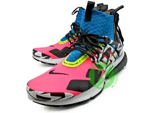 [26cm] 2018 第二彈 德國機能服裝品牌 ACRONYM x NIKE AIR PRESTO MID RACER PINK 螢光桃紅 藍 拉鍊 魚骨鞋 慢跑鞋 (AH7832-600) !