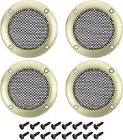 uxcell 4 Pcs 2inch Black Speaker Grill Mesh Metal Woofer Guard Protector Dust Cover Gold Decorative Circle ABS Frame with Screws for Home Audio Car Speaker Replacement