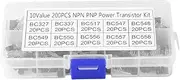 Marhynchus 200 Pcs 10 Values NPN PNP TO-92 BC327-BC558 Transistors Assortment DIY Set with Clear Plastic Box.